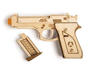 Wood Trick Rubber Band Toy Gun 3D Wooden Puzzles for Adults and Teens to Build - Wooden Model Kit - 14+