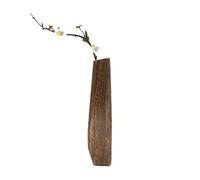 Wood Vase - 25cm Wooden Decorative Vase, Elegant Home Ornament, Natural Rustic Table Decor | Stylish Centerpiece For Bookshelf Entryway Indoor Hallway Workplace Bathroom Patio Living Room Dining