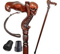 Wood Walking Cane, Rustic Animal Carved Design, Comfortable Accessory | Canne de marche en bois sculptée d'animaux, accessoire confortable pour les personnes âgées, style rustique et fonctionnel
