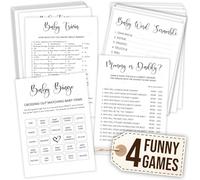Woodamore Jeux amusants pour fête prénatale neutre - Jeu de bingo pour fête prénatale pour fille, bingo pour décoration de fête prénatale garçon, mots de bébé Scramble Devinez qui maman ou papa