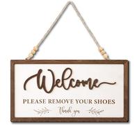 Woodamore Panneau « Welcome Please Remove Your Shoes » - Panneau « Please Take Your Shoes Off » pour porte d'entrée, panneaux « No Shoe » pour la maison, enlevez vos chaussures pour la maison