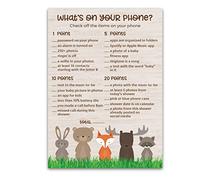 Woodand Animals G601-PHN Jeu de fête prénatale - Ce qu'il y a sur votre téléphone - Lot de 25 - Country Rustic GENDER NEUTRAL Baby Shower, jeu amusant en plein air pour fête prénatale