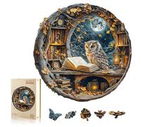 WOODBESTS Puzzle en bois pour adulte, hibou au clair de lune, 270 pièces, puzzle irrégulier en forme d'animal, beau cadeau pour les amateurs de puzzle (34 x 34 cm)