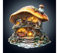 WOODBESTS Puzzle en bois pour adultes, maison champignon, puzzle en bois, 290 pièces, puzzle irrégulier en forme d'animal, beau cadeau pour les amateurs de puzzle (33,2 x 34 cm)