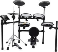 Woodbrass DDX50-MESH Batterie Électronique à Peaux Maillées - Pads 10” réalistes, Grosse Caisse Compatible Double Pédale, Cymbales Double Zone, Module 475 Sons, USB-MIDI, Sortie Casque, Rack Réglable