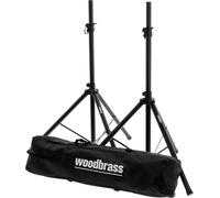 WOODBRASS SS50 Pied d’Enceinte Set de 2 Pieds d’Enceinte Sono avec Housse - Stands Haut-Parleur Ajustables 115-183,5 cm, Acier Noir Standard 35 mm, Charge 50 kg, Transport Facile
