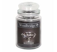 Woodbridge Grande bougie parfumée dans un bocal en verre, avec couvercle, Black Diamond - Bougie parfumée fraîche, longue durée de combustion - Parfum d'ambiance pour la maison - Bougie à 2 mèches