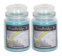 Woodbridge Over The Rainbow - Lot de 2 grandes bougies parfumées en verre avec couvercle - Bougie parfumée florale - Longue durée de combustion - Parfum d'ambiance pour la maison - 2 mèches