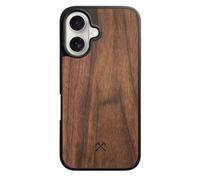Woodcessories - Bumper Case magnétique Compatible avec iPhone 16 Etui avec Aimant en Bois, Noix