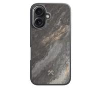 Woodcessories - Bumper Case magnétique Compatible avec iPhone 16 Etui avec Aimant en Pierre, Gris Camo