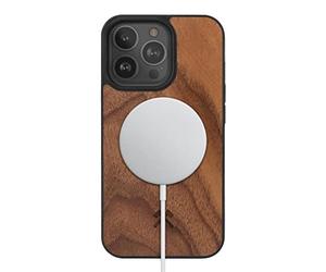 Woodcessories - Coque Bumper magnétique pour iPhone 14 Pro Max Compatible avec MagSafe, Coque avec Aimant en Bois, Noix