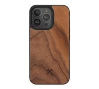 Woodcessories Coque de protection magnétique pour iPhone 15 Pro Max compatible avec MagSafe, coque avec aimant en bois, noyer