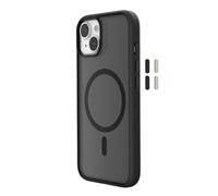 Woodcessories Coque transparente pour iPhone 15 avec MagSafe, coque de protection transparente avec protection de l'appareil photo, anti-jaunissement, anti-rayures, fine, noir mat | boutons DIY