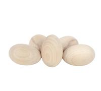 Woode World Lot de 5 grands œufs en bois massif pour découpage 65 x 45 mm - La taille d'un œuf de canard ou d'un gros œuf de poule - Idéal pour Pâques