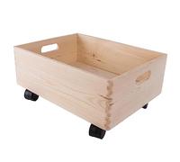 WooDeeDoo Boîte de rangement en bois à roulettes pour dessous de lit - 40 x 30 x 19 cm - Caisse de rangement en bois uni non peint
