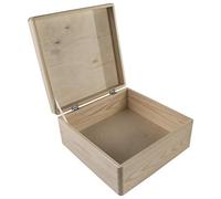 WooDeeDoo Boîte en bois carrée avec couvercle à charnière 30 x 30 x 14 cm - Pin uni - Coffre de rangement pour bricolage, décoration, souvenirs, boîte à souvenirs - 9 L - Cadeau personnalisé décoratif
