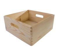 WooDeeDoo Caisse de rangement carrée en bois | 30 x 30 x 13 cm | Poignées découpées | Organiseur de conteneur sans couvercle | Pin non peint et non traité à décorer
