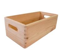 WooDeeDoo Caisse de rangement rectangulaire en bois | 40 x 20 x 13 cm | Poignées découpées | Organiseur de conteneur sans couvercle | Pin non peint et non traité à décorer