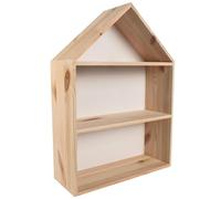 WooDeeDoo Grande étagère murale en bois en forme de maison 32 x 12 x 44 cm avec panneau arrière blanc 2 niveaux de séparation interne pour chambre d'enfant Décoration murale Artisanat