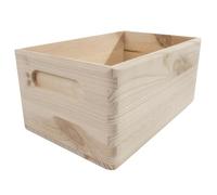WooDeeDoo Petite caisse en bois - 25 x 16 x 11 cm - Boîte de rangement ouverte en pin avec poignées latérales pour salle de bain, organisation artisanale ou présentation décorative
