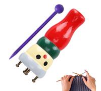 Wooden 4-Peg Spool Knitter Kit - Handheld Cord & Rope Knitting Tool | Wooden 4-Peg Spool Knitter Kit With Knitting Needle, Compact & Portable French Knitter Doll Tool For DIY Yarn Cord Making
