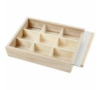 Wooden 9 Section Rangement Présentation Compartiment Boite & Coulissant Verre De