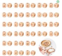 Wooden Alphabet Beads 52 Pieces Natural Square Wooden Beads 12 Mm Wooden Letter Beads Wooden Beads Cube Letter Beads For Children Creative Diy Crafts Decoration