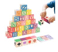Wooden Alphabet Blocks Educational Toy - 20 x 15,5 x 4 cm 450 g Number Shape Color Animal - Preschool Early Learning English Cognition Game - Tableau Rgarten Preschool Classroom Home Nursery Travel