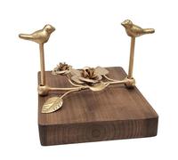 Wooden and Wrought Iron Paper Towel Holder - Vintage Square Rose Press Design for Home Tabletop Napkin Storage