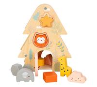 Wooden Animal Blocks Shape Sorting Cube, Educational Learning Toy, Encourages Parent-Child Interaction, 7.09x4.53x8.86inc, Portable Compact Ideal for Home and School Kindergarten