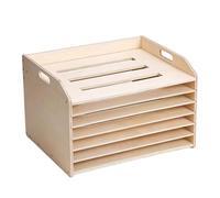 Wooden Art Drying Rack | Desktop Wooden Paper Organizer 38.4 x 29.7 x 25.2cm Multi Tier Document File Rack for Artwork Construction Paper Office Supplies | Classroom Craft Drying Shelf