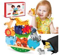 Wooden Balance Games for Children,Animals Stacking Toy with Storage Bag,Animal Balance Game Block,Montessori Educational Toys,Gifts for Babies 3-6 Years Old.[F9]