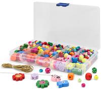 Wooden Beads,400 Pieces Beads For Bracelets,Beads For Jewellery With Holes,Bracelet Kit For Bracelets,Jewellery Decorations Diy (Colour)