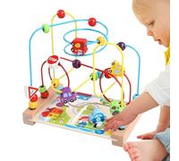 Wooden Beads Maze - Sensory Play Table, Education Track Roller Coaster | Kids Age 1-3 Learning Toy, Developmental Motor Skill Activity, Colorful Bead Coordination Game, Durable Child Education