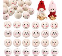 Wooden Beads Round Wooden Beads Smile Face Beads 20mm 100pcs Natural Wooden Beads For Jewellery Making Bracelets Diy Decoration Craft Accessory