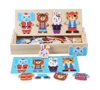 Wooden Bear Family Dress-Up Puzzle | Wooden Bear Family Puzzle Box, Home Decorative for Various Occasions, Including Christmas, Birthdays, Anniversaries