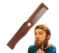 Wooden Beard Comb - Wood Material 10cm Size, Folding Pocket Comb, Design | Anti-static Beard Grooming Tool For Men, Bea & Mustache Care, Travel Use, Personal Gift