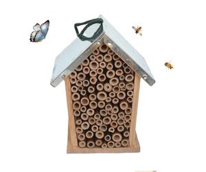 Wooden Bee Hive - Abri décoratif de maison Pollinator, habitat de boîte de nidification | Décor de jardin extérieur, attire les chrysopes coccinelles, abri d'insectes utile, refuge de pollinisateur en