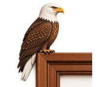 Wooden Bird Door Topper, Rustic Decor for Door Frames (Eagle,Left) | Rustic Wooden Bird Design, Door Frame Accent, Shelf Display, Reading Nook Decor, Gift for Bird Lovers