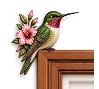 Wooden Bird Door Topper, Rustic Decor for Door Frames (Hummingbird,Left) | Rustic Wooden Bird Design, Door Frame Accent, Shelf Display, Reading Nook Decor, Gift for Bird Lovers