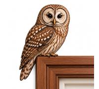 Wooden Bird Door Topper, Rustic Decor for Door Frames (Owl,Left) | Rustic Wooden Bird Design, Door Frame Accent, Shelf Display, Reading Nook Decor, Gift for Bird Lovers