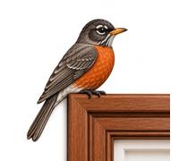 Wooden Bird Door Topper, Rustic Decor for Door Frames (Robin,Left) | Rustic Wooden Bird Design, Door Frame Accent, Shelf Display, Reading Nook Decor, Gift for Bird Lovers