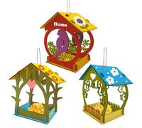 Wooden Bird Feeder, Decorative Outdoor Parrot Feeder, Multifunctional Hand-Painted Waterproof Birdhouse, Wood Feeders for Window, Garden, Patio, and Balcony Use,