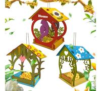 Wooden Bird Feeder - Handmade Painted Birdhouse Indoor Outdoor | Hanging Bird Feeders | Birds House Feeders | Wooden Hummingbird House with Feeder | Weather-Resistant Hand-Painted Decor for Window