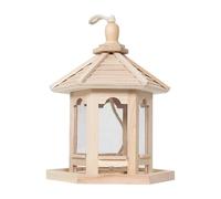 Wooden Bird Feeder - Outdoor Hanging Food Dispenser, Rustic Garden Accessory | Wildlife Feeder, Easy Install Hanging Birds Station, Decorative Backyard Attraction For Trees, Farmhouses, Parks, Gardens