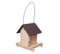 Wooden Bird Feeder, Top Rope Hanging Bird House Feeder, Treat Bowl with Standing Pole, Sturdy Birds Watching Accessory for Balcony, Patio, Garden, Backyard, Fence, Pet Lovers and Nature Enthusiasts