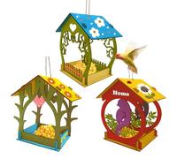 Wooden Bird Feeder, Wooden Birds Feeders Outside, 3.9 inches Waterproof Natural Hand-Painted Decor for Window, Garden, Feeding, Patio, Balcony & Backyard