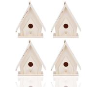 Wooden Bird House Kit, 4PCS Hanging Birdhouse for Outside Decorative Birdhouse Ornaments Unpainted Bird Houses to Paint