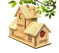 Wooden Bird Houses - Hangable Parrot Nest Box, durablee Natural Wood Shelter, Easy Mount Design | Hummingbird Finch Safe Haven for Garden Backyard Balcony Tree Indoor Viewing
