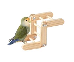 Wooden Bird Ladder - Adjustable Parrot Climbing Bridge, Natural Chew Toy | Cage Accessory Ladder for Budgies, Conures, Cockatiels, Interactive Play and Exercise Indoor Outdoor Enrichment